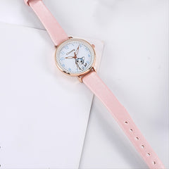 2pcs Girls Watch & Rabbit Pendant Bracelet Set Children's Gift