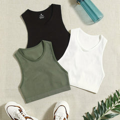 3pcs Seamless Sleeveless Fitness Yoga Top