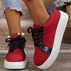 Women's Round Toe Low Board Shoes Anti slip Flats Lace up Sneakers
