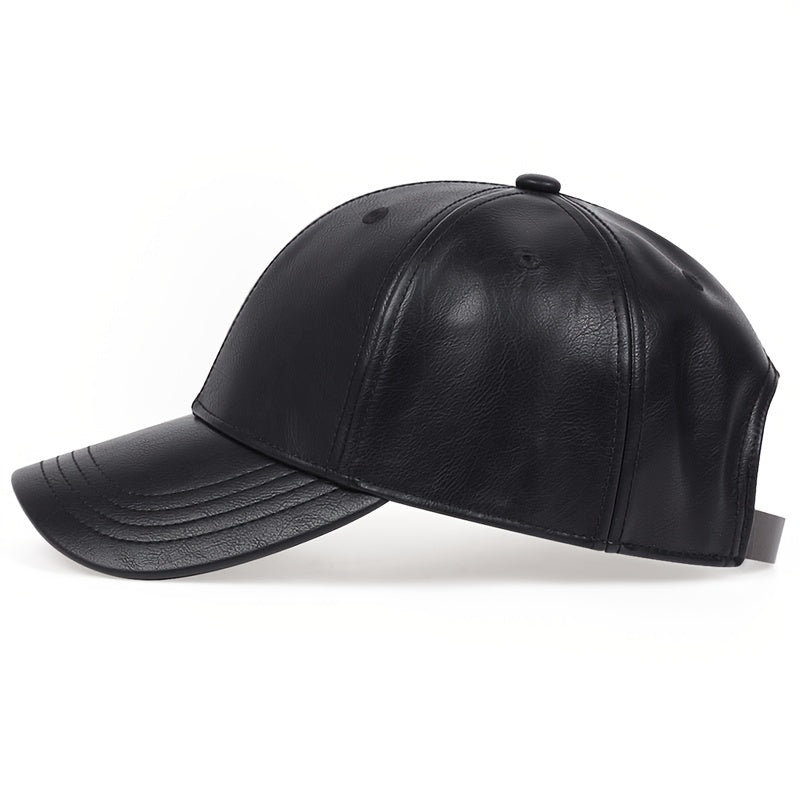 Men's Faux Leather Baseball Cap