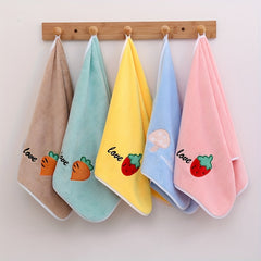 Fruit & Veg Pattern Hand Towel Soft Coral Fleece Absorbent Towel Home Bathroom