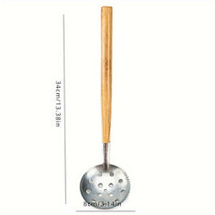 Ice Skimmer Ice Fishing Scoop With Wood Handle Winter Fishing Tool
