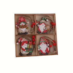 12pcs Wooden Christmas Ornaments Faceless Old Man Pendant Box