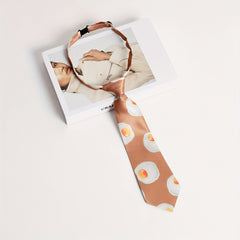 Poached Egg Print Shirt Bow Tie for Women