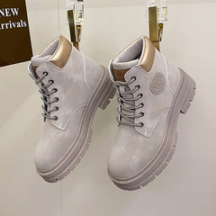 Letter Patch Lace-up Combat Boots