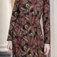 Paisley Print Long Sleeve Boho Dress