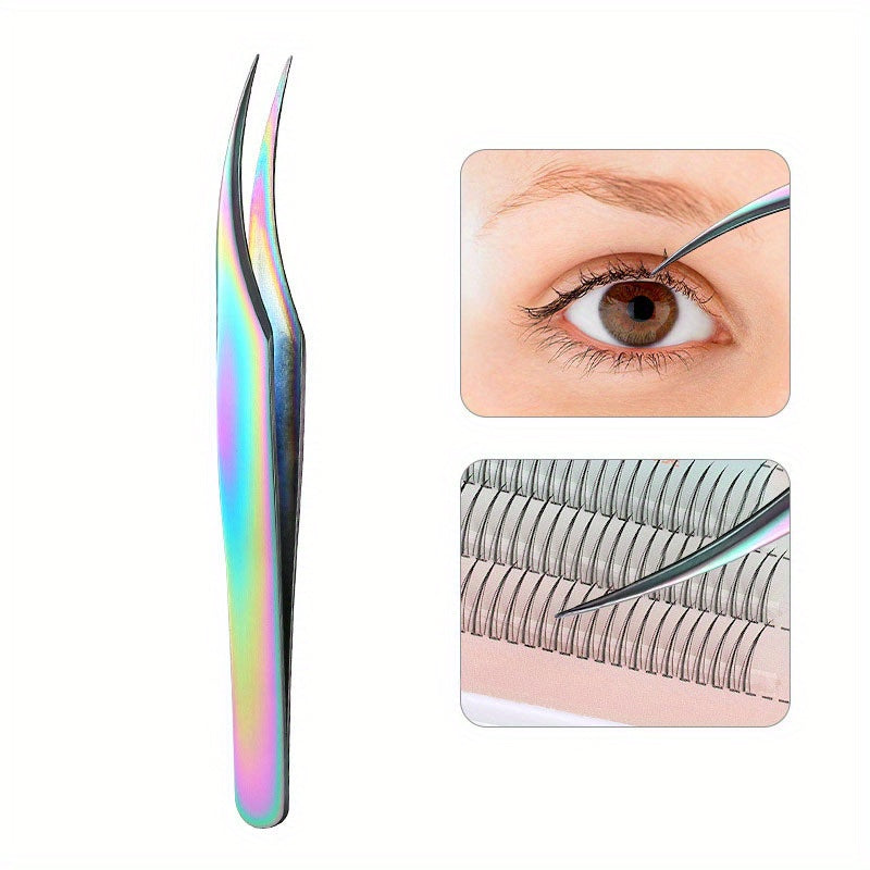 5pcs Eyelash Extension Tweezers Set Stainless Steel Straight And Curved Volume