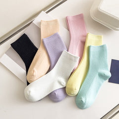 7 Pairs Solid Socks Comfy & Breathable Women's Stockings