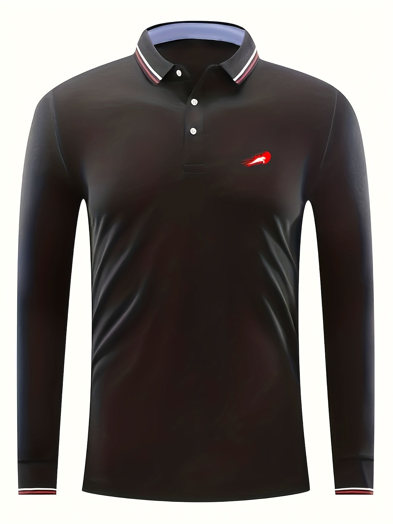 Men's Red Leopard Print Polo Shirt Button Up