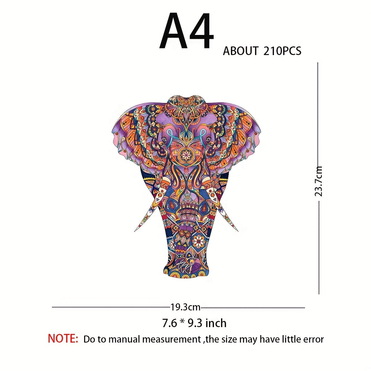 Elephant Wooden Jigsaw Puzzles For Adults Colorful Unique Shape Animal Puzzle