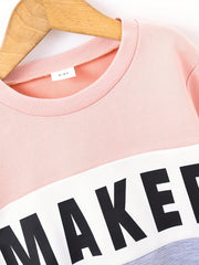 Toddler Girl's MAKER Print 2pcs Outfit Set for Spring Fall