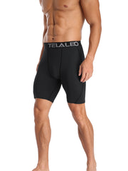 Telaleo Men's Compression Shorts 3-Pack for Running and Workouts