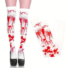 Blood Print Thigh High Socks Halloween Cosplay Over The Knee Socks
