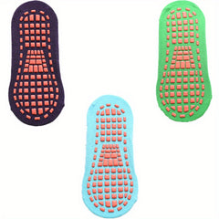 3 Pairs Multicolor Yoga Socks Non Slip Sporty Ankle Socks Gripper Socks