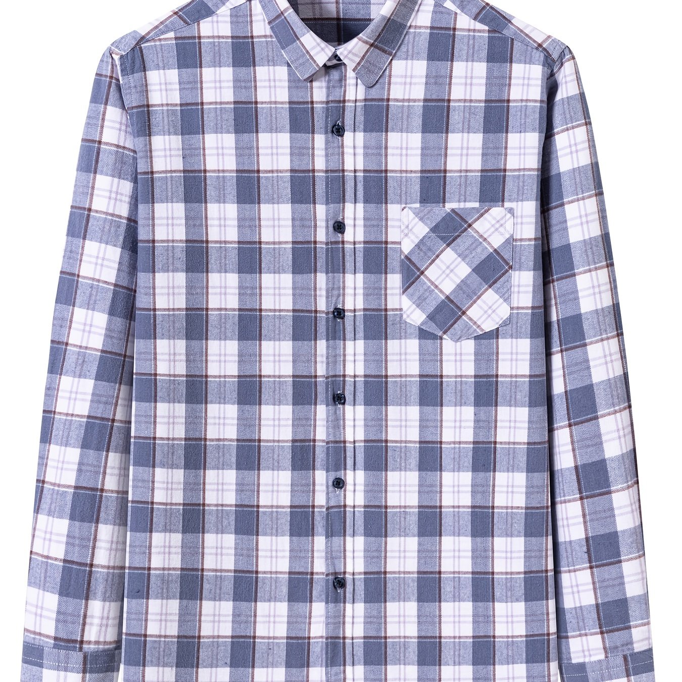 Men's Flannel Plaid Long Sleeve Shirt with Pockets