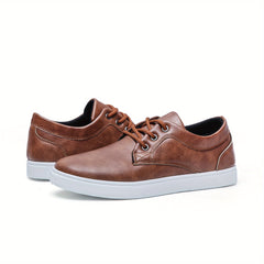 Men's Lace-up PU Leather Skate Shoes with Good Grip