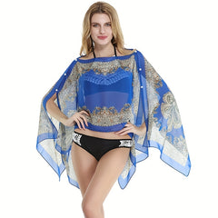 Paisley Print Shawl Bikini Cover Up - UV Protection