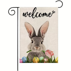Welcome Rabbit Easter Garden Flag Double Sided Spring Bunny Tulip Egg