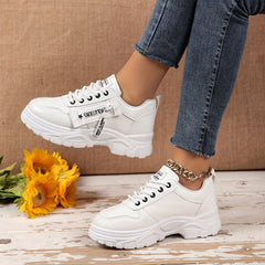 Letter Graphic Chunky Sneakers Lace-up Platform Shoes