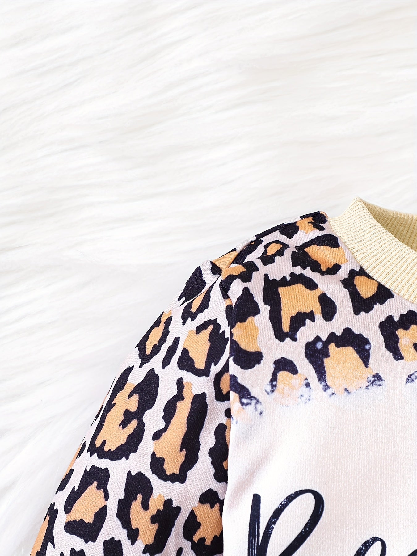 Infant Baby Girls Leopard CRAZY Letter Print Pullover Top