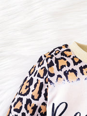 Infant Baby Girls Leopard CRAZY Letter Print Pullover Top