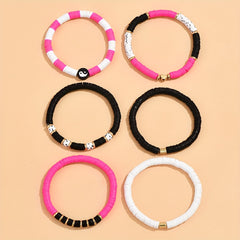 6 Pcs Soft Pottery Beaded Bracelet Set for Summer Beach