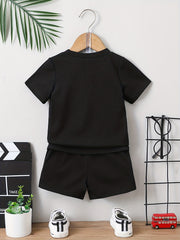 Crown Print T shirt & Shorts Boys 2pcs Set