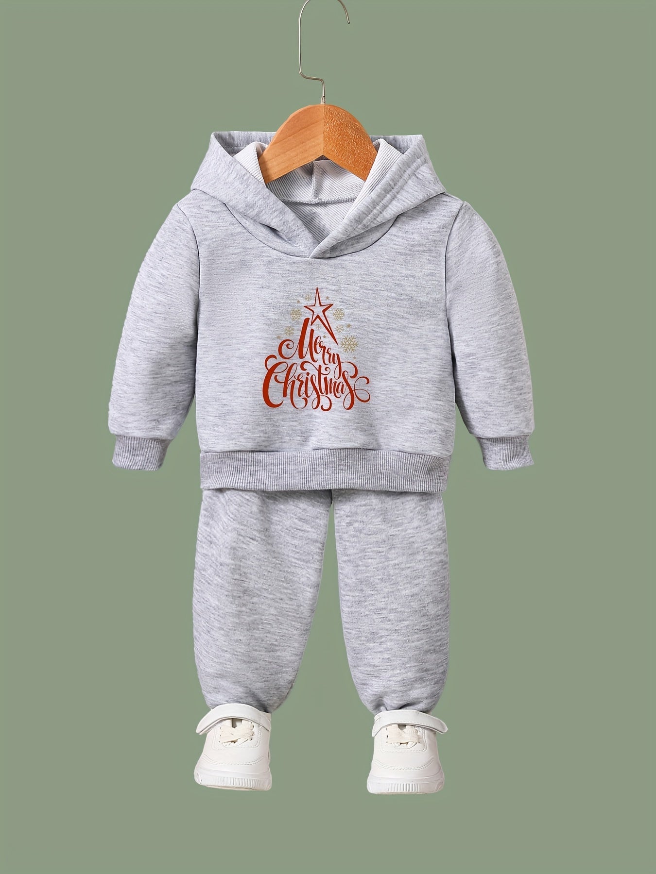 Girls 2pc Christmas Letter Hoodie Sweatshirt & Sweatpants Set