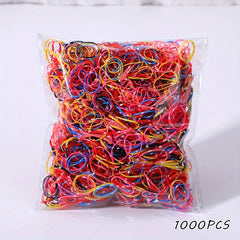 1000pcs Mini Colorful Elastic Rubber Hair Ties Set for Girls