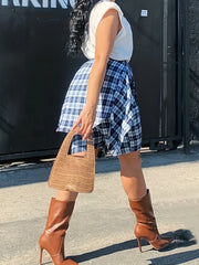 Plaid 5 High Waist Shorts With Wrap Cover Up