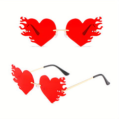 Y2K Melting Heart Sunglasses Rimless Beach Party UV400