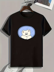 Bear Print Men's Graphic T shirt Casual Comfy Tees For Summer