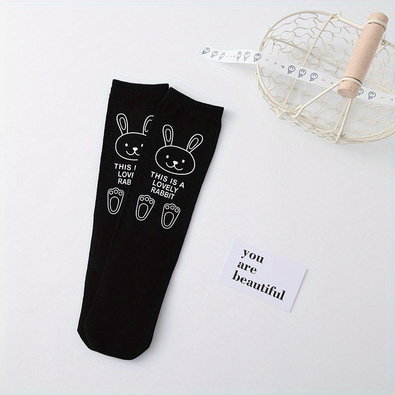 Girls Kids Bunny Pattern Crew Socks Ages 3+