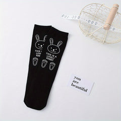 Girls Kids Bunny Pattern Crew Socks Ages 3+