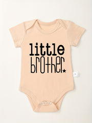 Baby Boys Little Brother Print Romper Soft Bodysuit for Summer