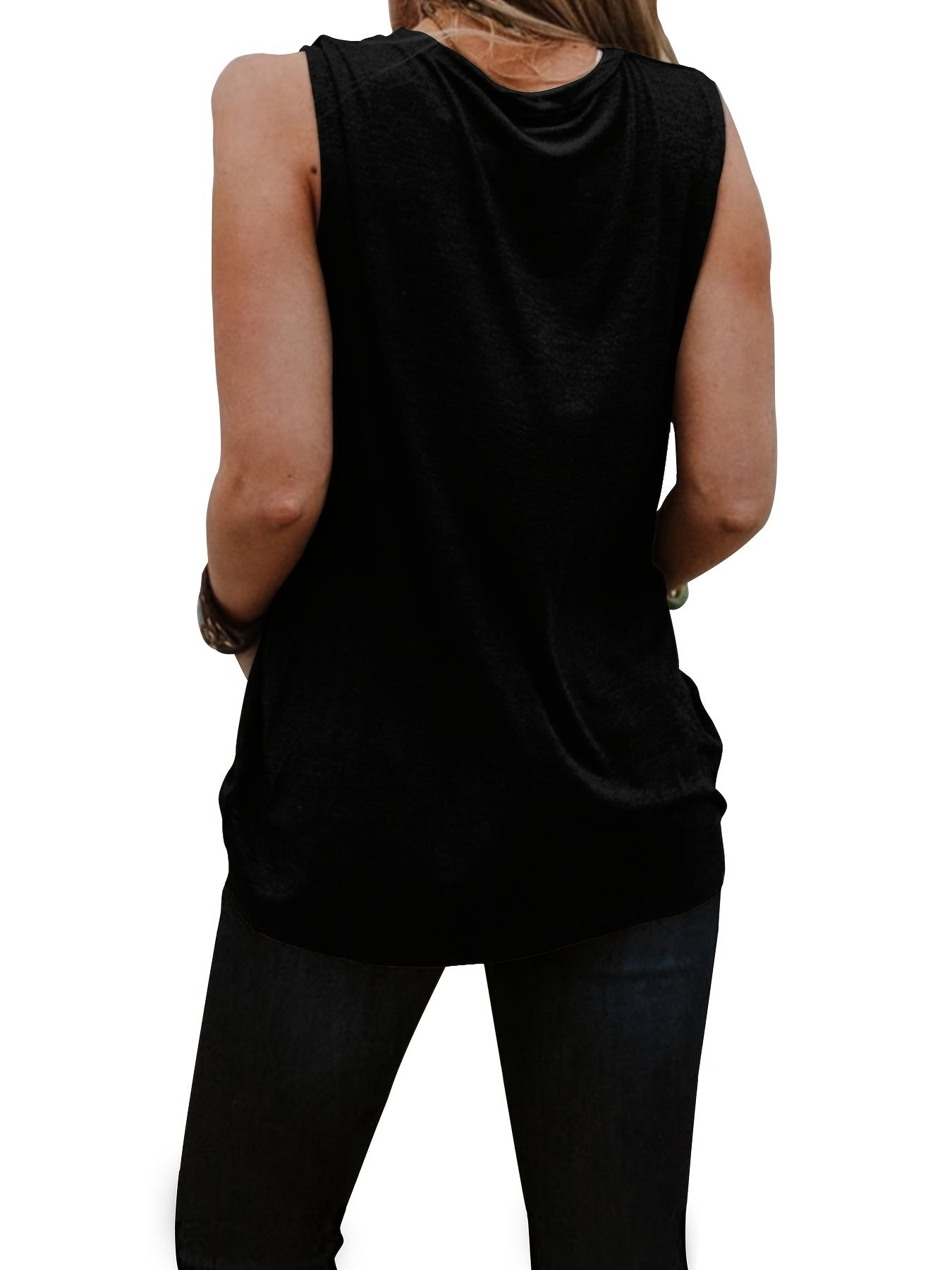 Faith Letter Print Tank Top Crew Neck Sleeveless Summer Tank Top
