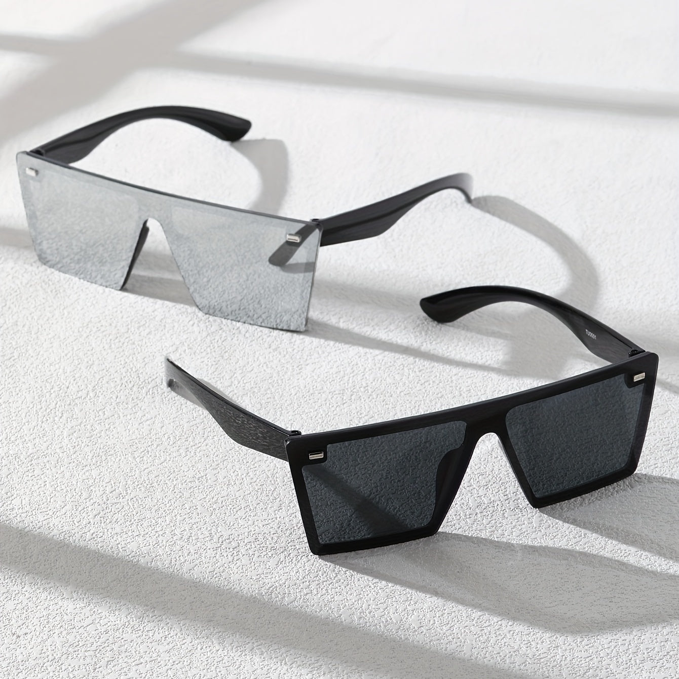 2 Pairs Men's Classic Square Rimless Sunglasses