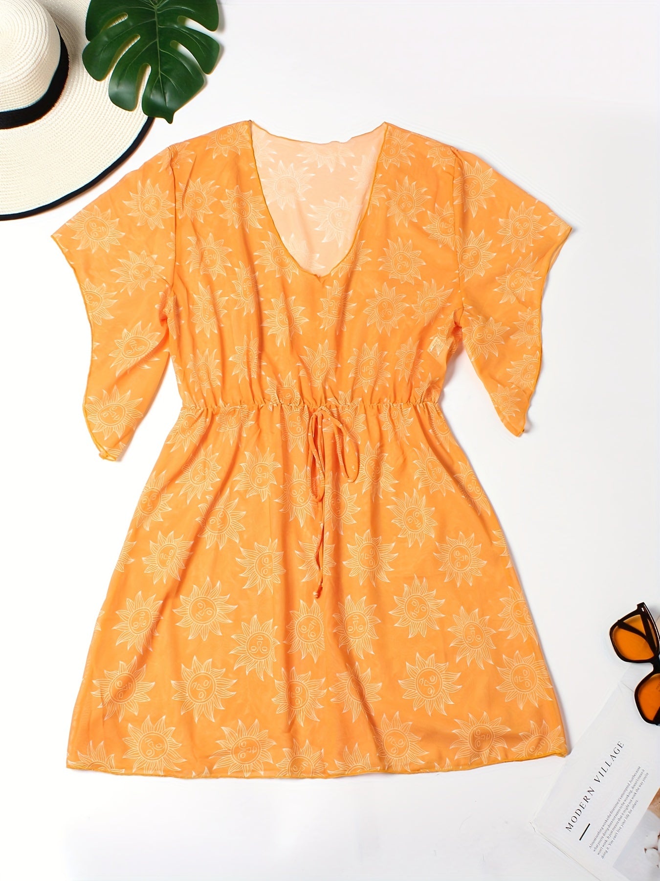 Sun Print Semi Sheer Cove Ups Women's Plus High Stretch Sexy Cover Ups
