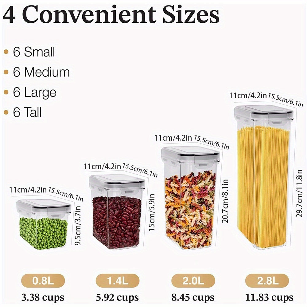 24pcs Airtight Food Storage Container With Lid And 30pcs Stickers