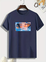Anime Girl Pattern Print Men's Comfy Sports T shirt Graphic Tee