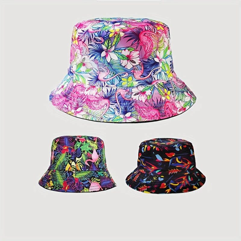 Boho Flower Print Bucket Hat Vintage Lightweight Sunshade Basin Hat