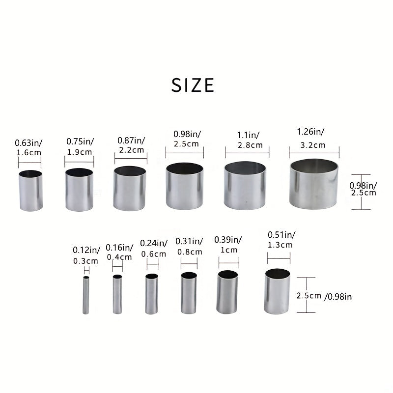12 PCS Mini Circle Die Cutting Set Stainless Steel Clay Cutter Crafts