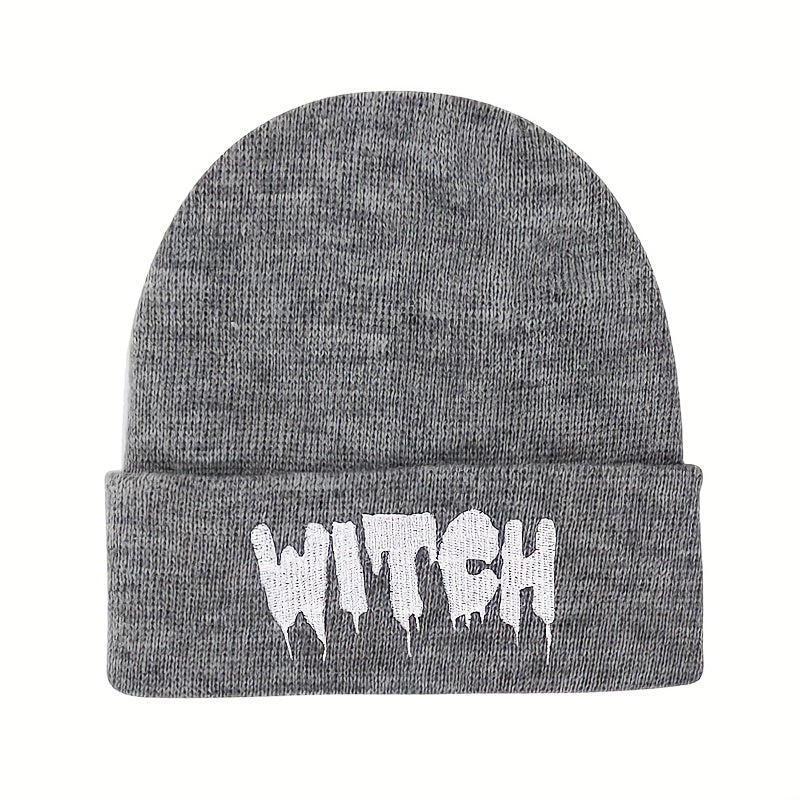Halloween Witch Punk Hat Embroidered Knitted Warm Hat