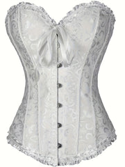 Strapless Corset Bustier Tummy Control Lace Up Jacquard Body Shaper