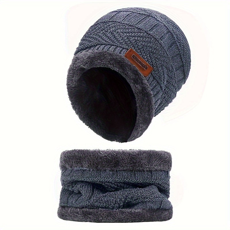Knitted Gloves & Hat & Scarf Set - Warm Beanie Hat Neck Scarf Touch Gloves