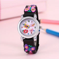 Cartoon Butterfly Graphic Silicone Quartz Watch