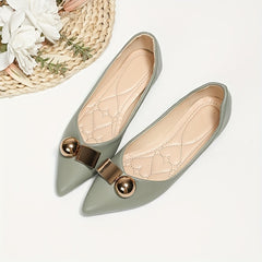 Women's Metal Decor Flat Pointed Toe Soft Sole Shoes