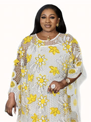 Sequin Floral Pattern Kaftan Dress