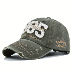 1985 Embroidery Ripped Baseball Cap Washed Distressed Patch Adjustable Dad Hat