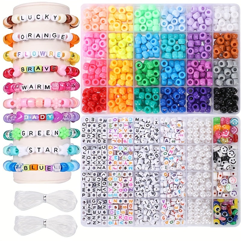 2000pcs 24 Grids Barrel Beads DIY Bead Bracelet Set